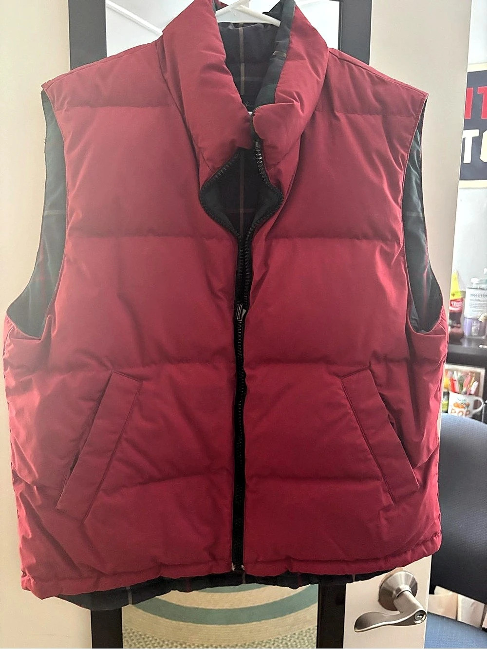 Eddie Bauer Women's Quilted Plaid-Lined Vest in Red